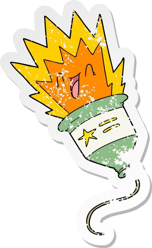 distressed sticker of a party popper cartoon vector