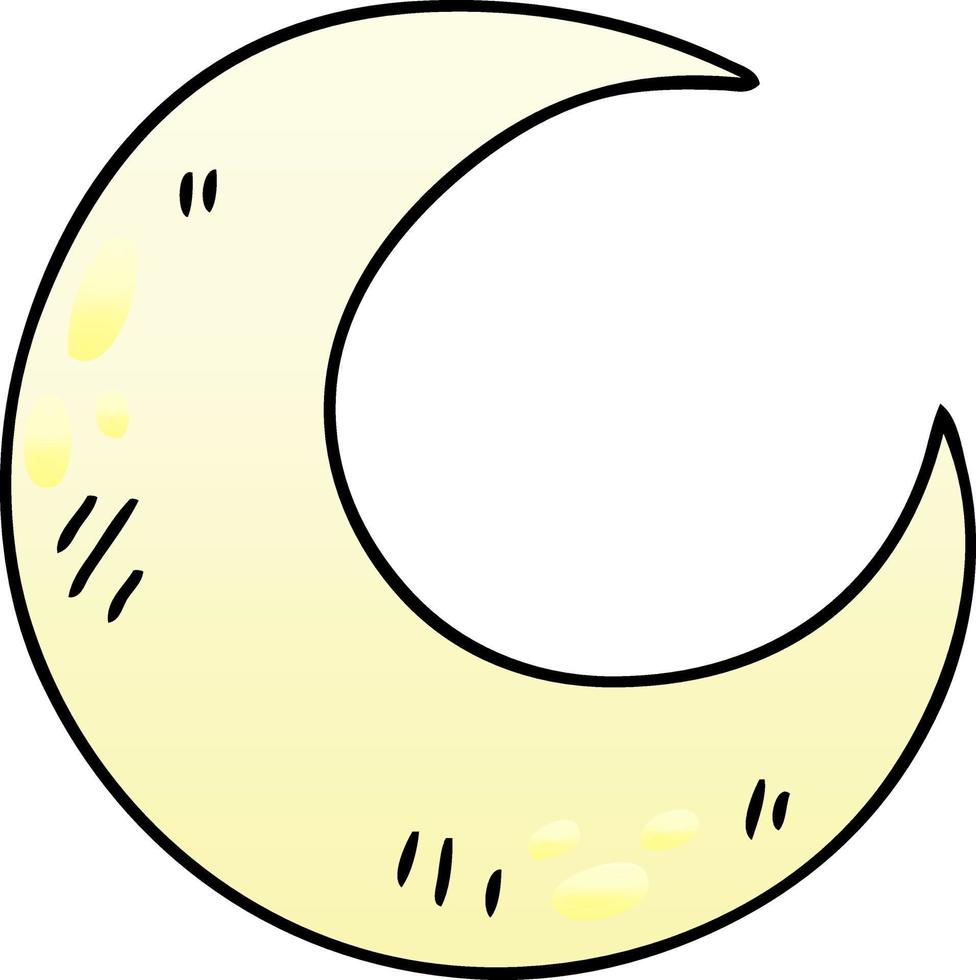 quirky gradient shaded cartoon crescent moon vector