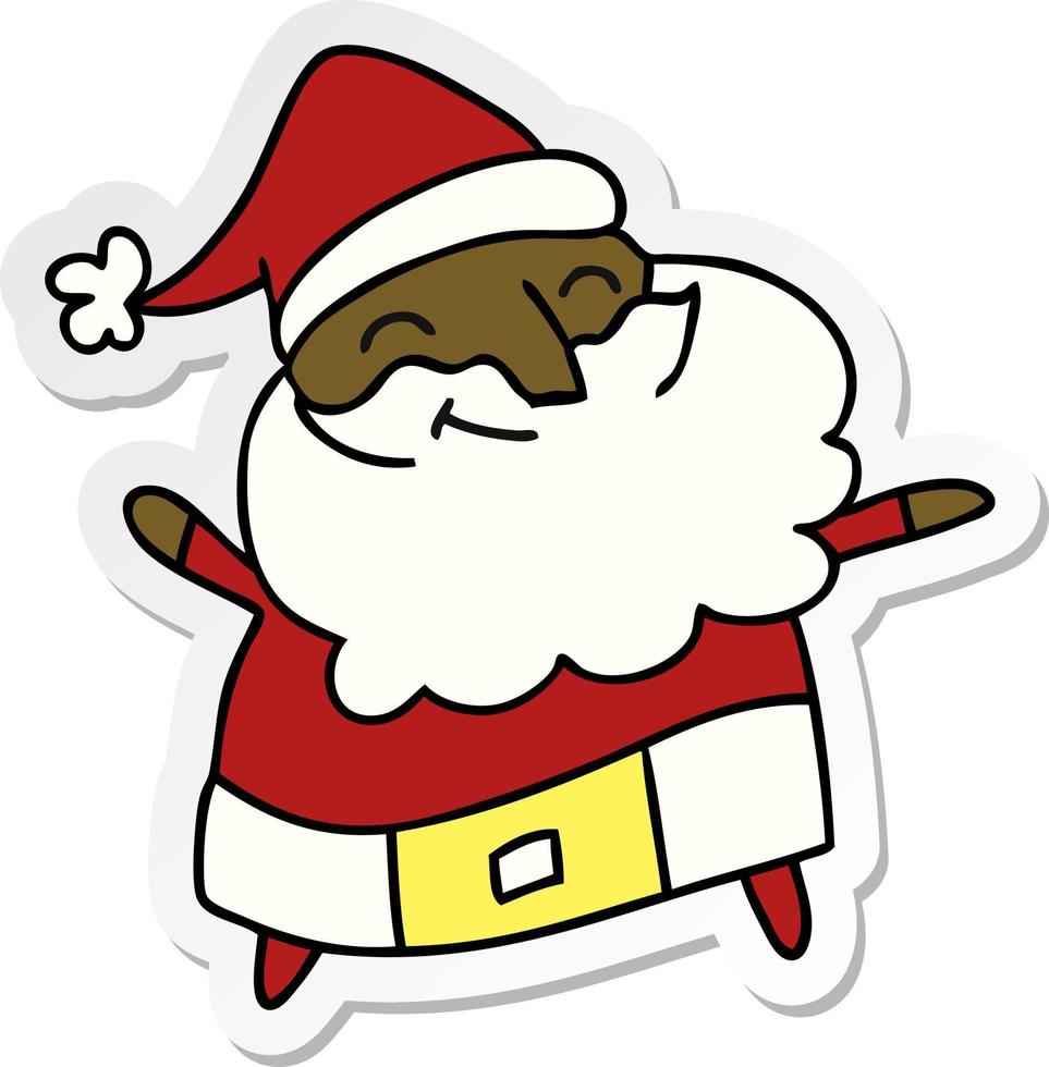 sticker cartoon of a jolly father christmas vector