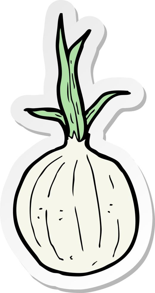 sticker of a cartoon onion vector