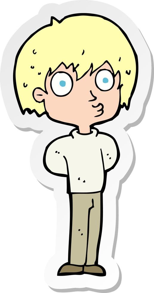 sticker of a cartoon impressed boy vector