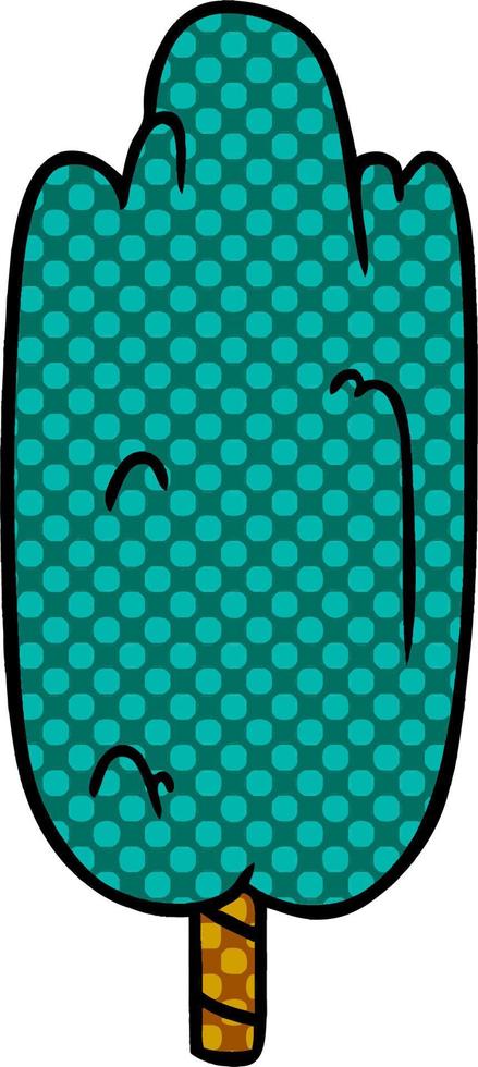 cartoon doodle single green tree vector