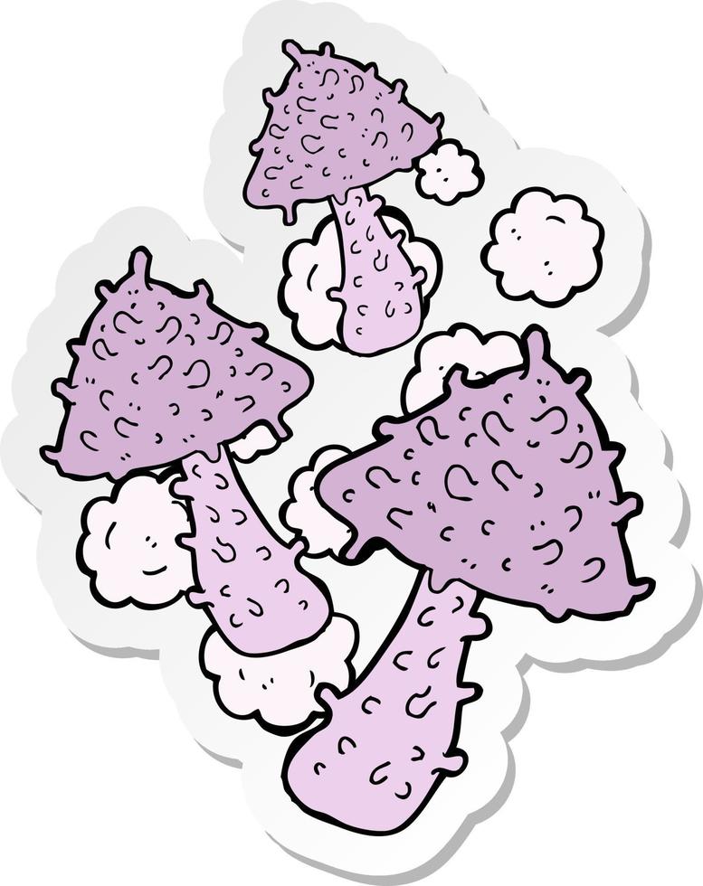 sticker of a cartoon weird mushrooms vector