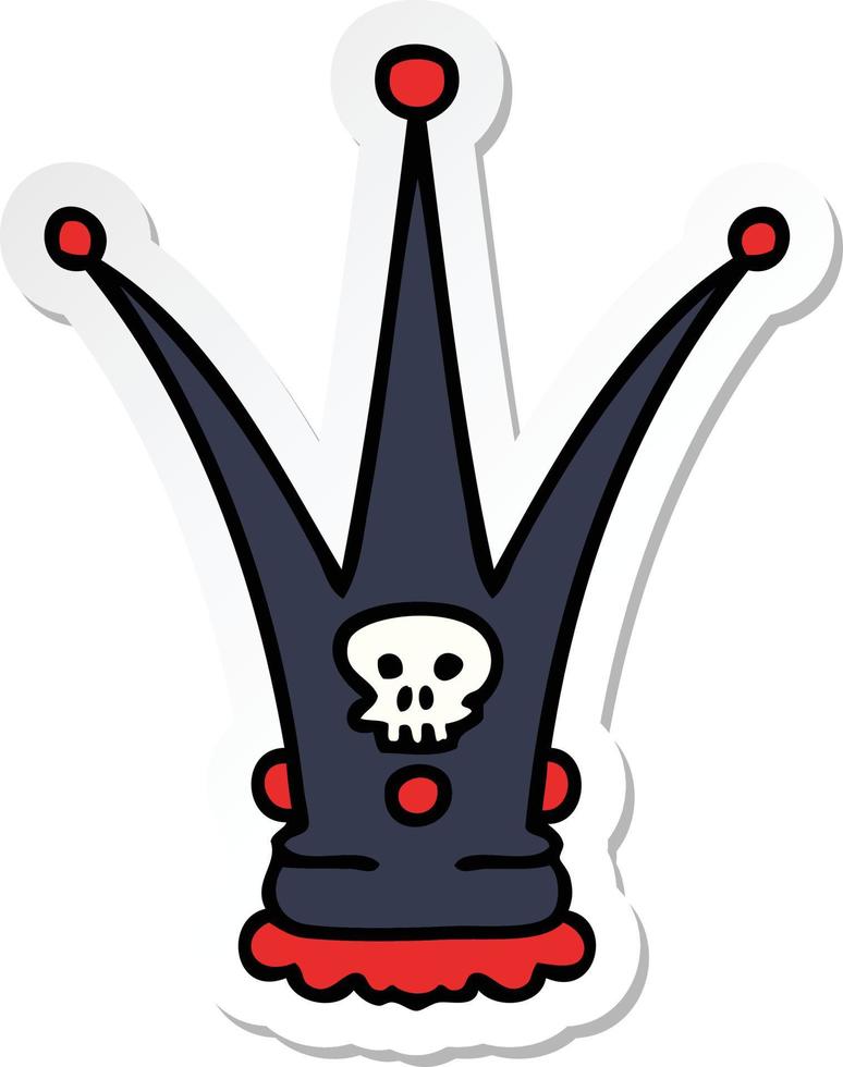 sticker of a quirky hand drawn cartoon death crown vector