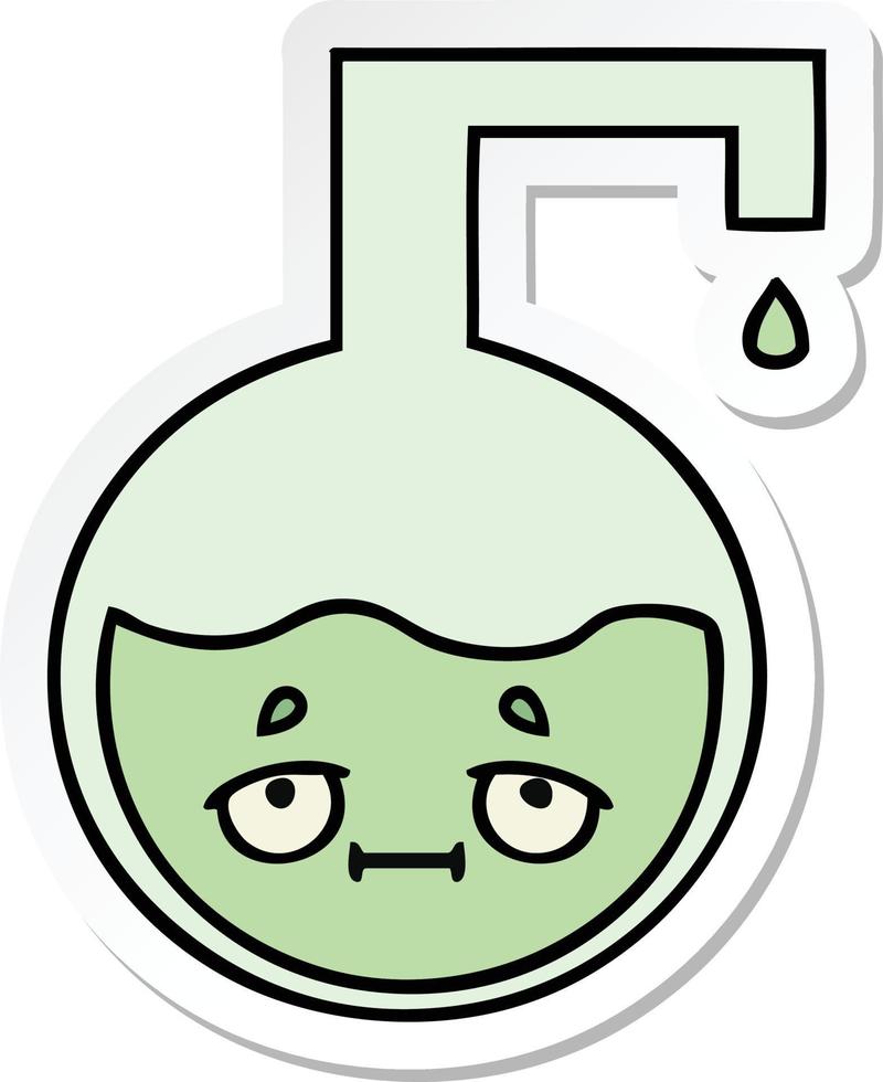 sticker of a cute cartoon science experiment vector