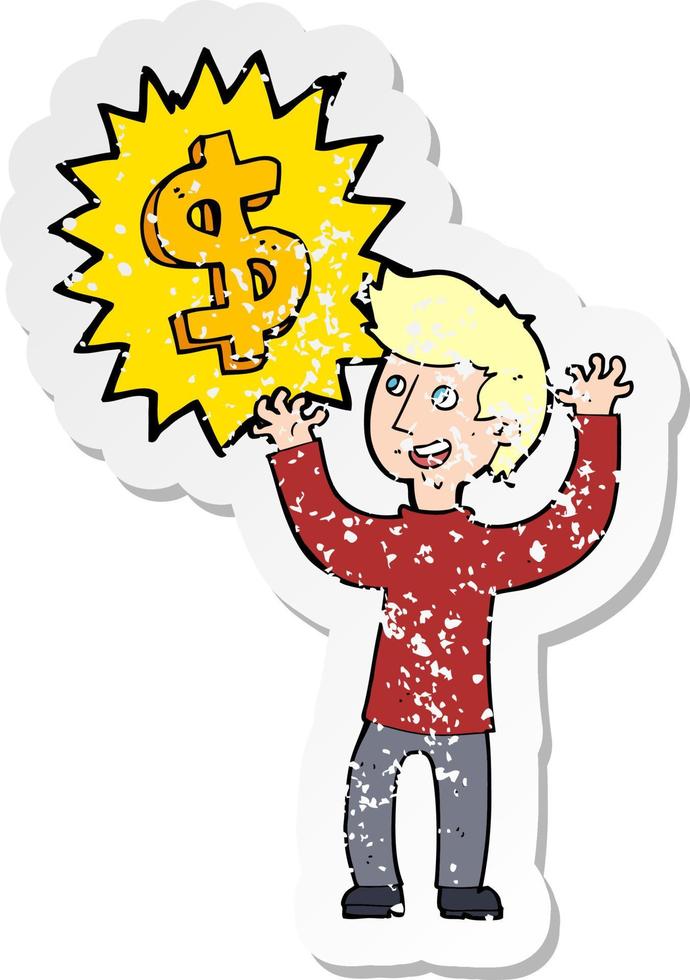 retro distressed sticker of a making money cartoon vector