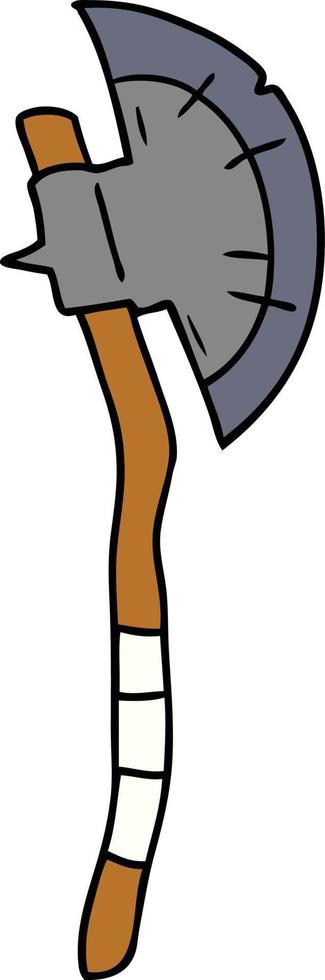 cartoon doodle of a medieval axe vector