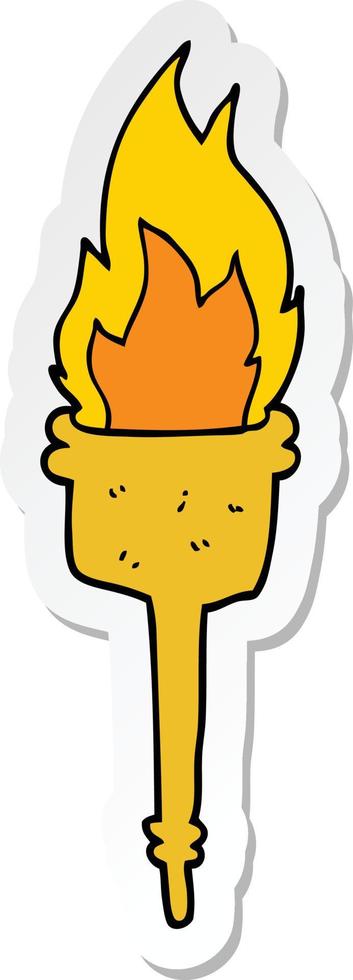 sticker of a cartoon flaming torch vector