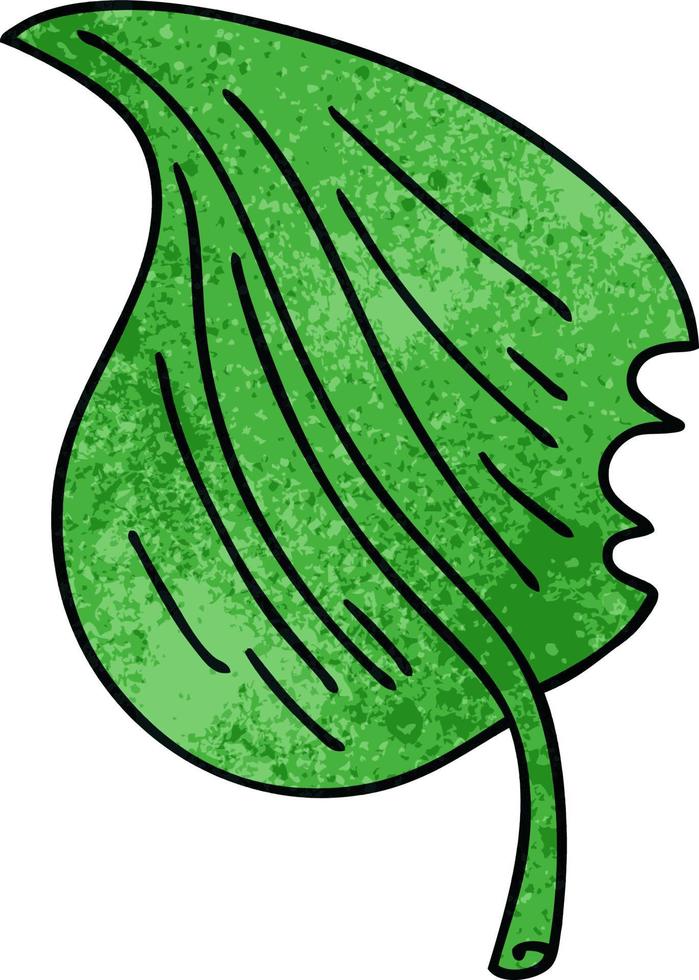 peculiar hoja masticada de dibujos animados dibujados a mano vector