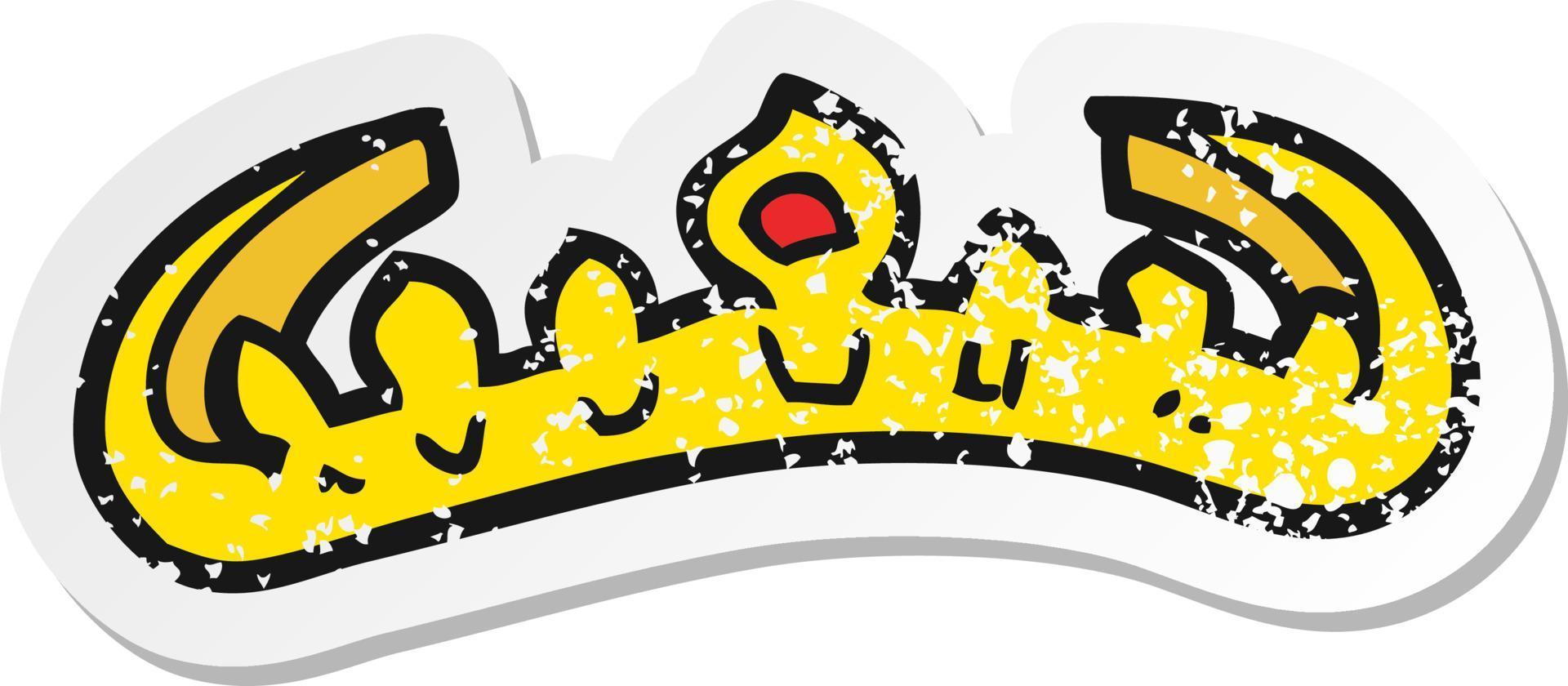 retro distressed sticker of a cartoon tiara vector