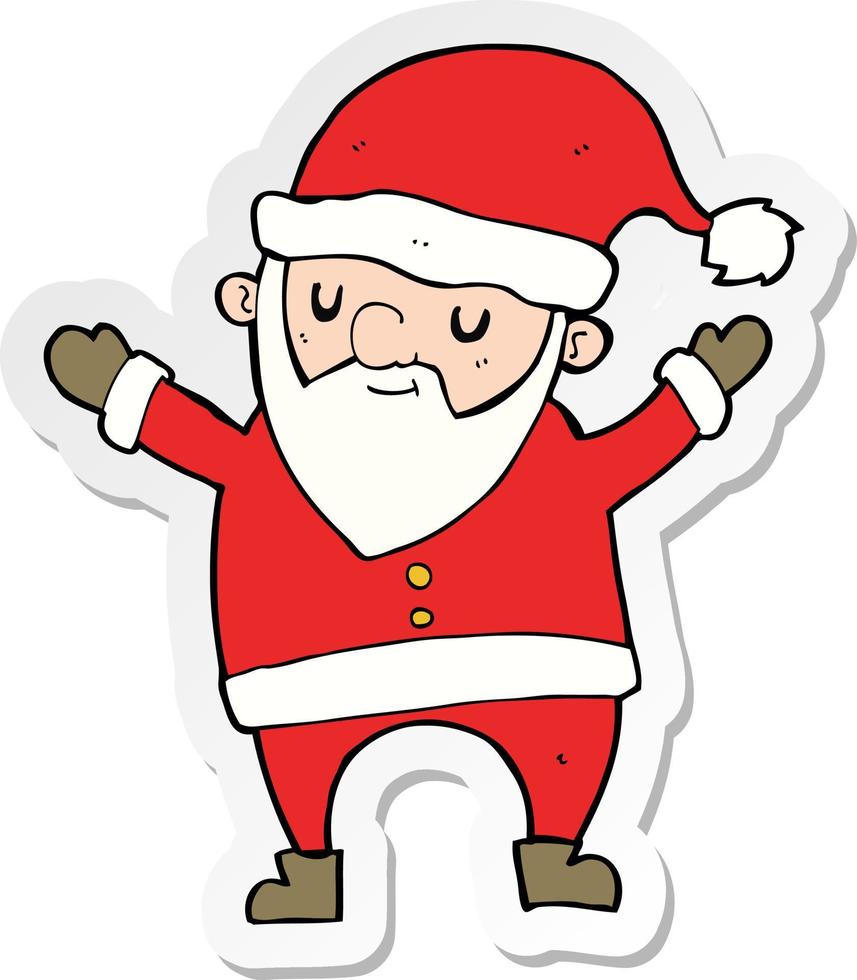 sticker of a cartoon dancing santa vector