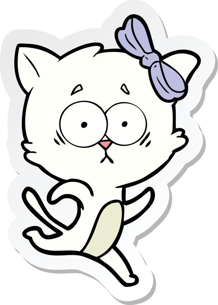 sticker of a cartoon cat vector