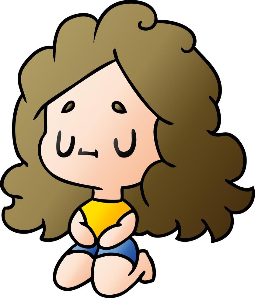 dibujos animados degradados de una linda chica kawaii vector