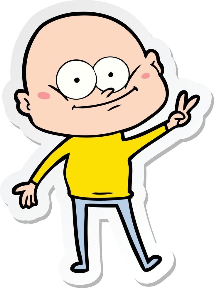 sticker of a cartoon bald man staring vector