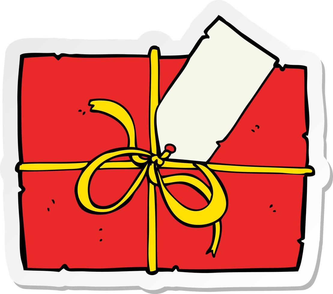sticker of a cartoon wrapped present vector