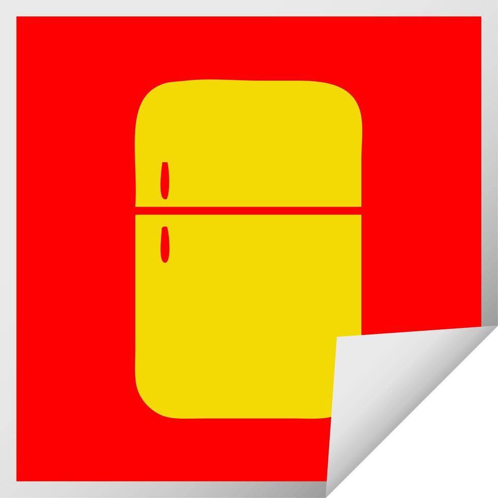 square peeling sticker cartoon fridge freezer vector