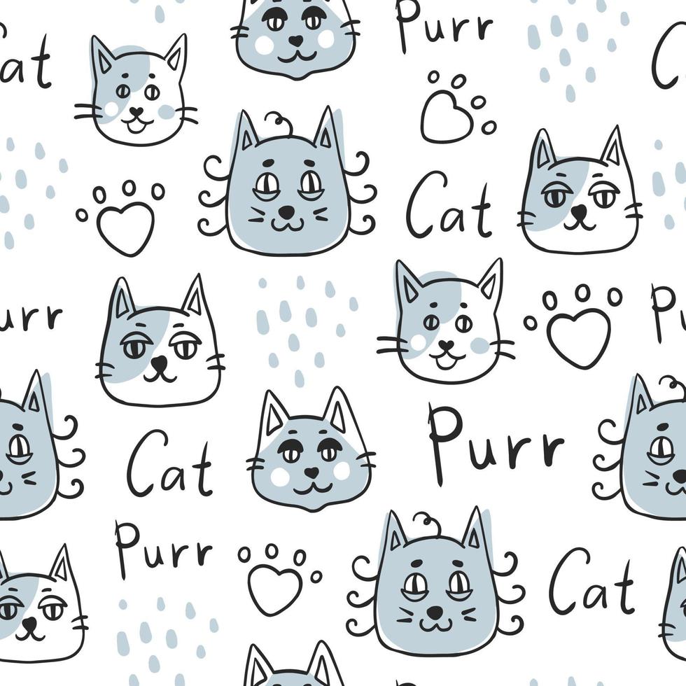 Seamless vector background with funny cats