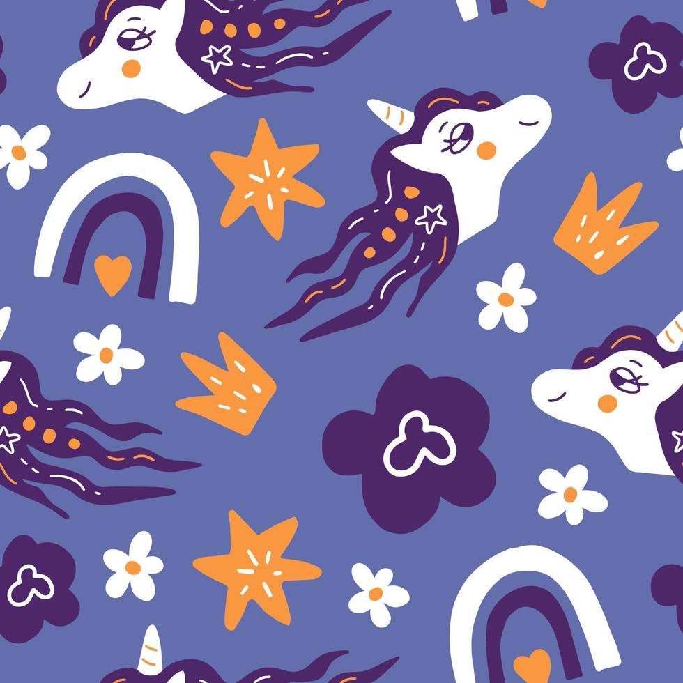 Funny unicorn pattern in Scandinavian style vector