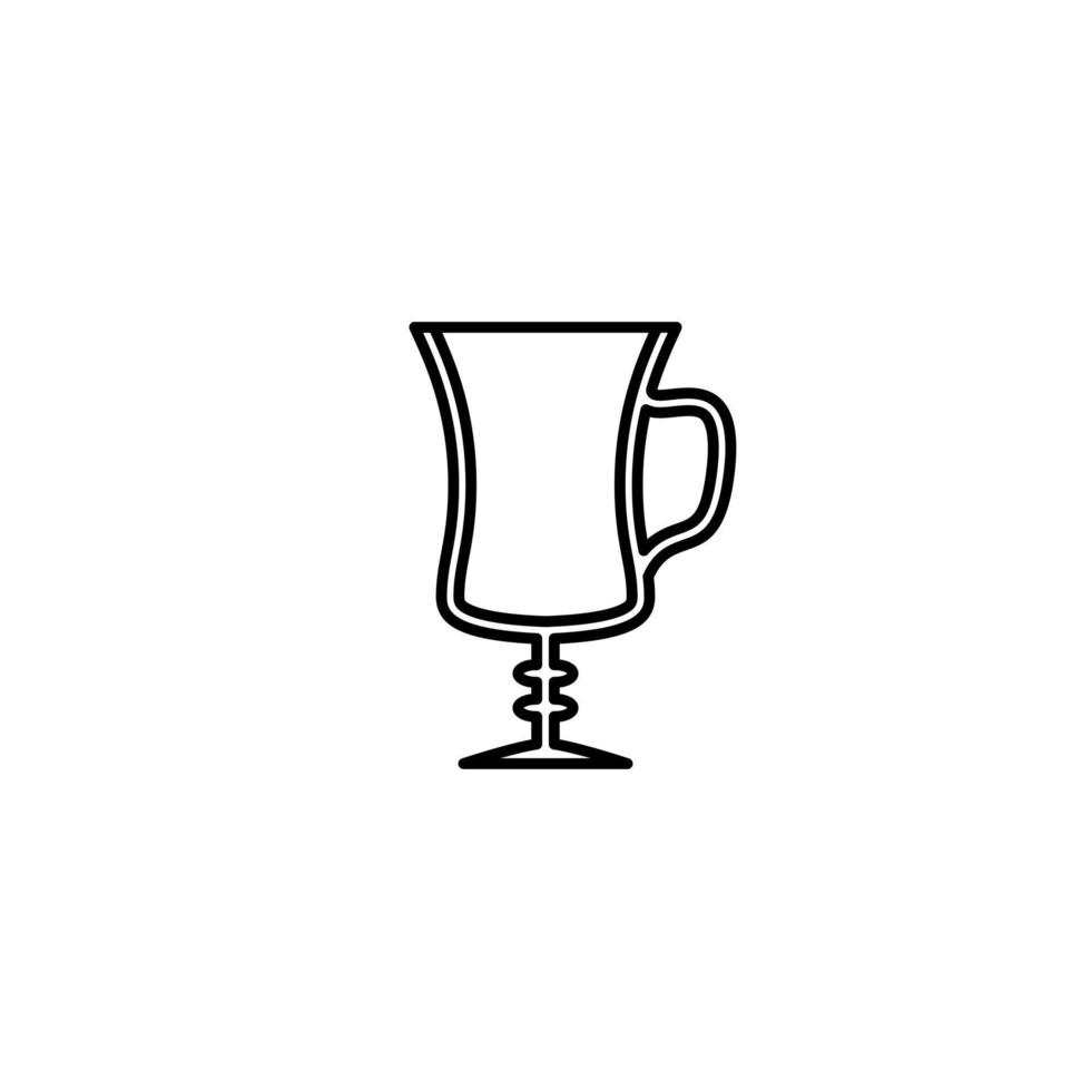 empty irish coffee glass icon on white background. simple, line, silhouette and clean style. black and white. suitable for symbol, sign, icon or logo vector