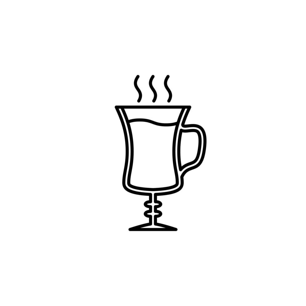 icono de vidrio de café irlandés con agua tibia sobre fondo blanco. simple, línea, silueta y estilo limpio. en blanco y negro. adecuado para símbolo, signo, icono o logotipo vector