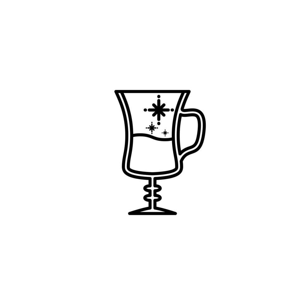 irish coffee glass icon with cold water on white background. simple, line, silhouette and clean style. black and white. suitable for symbol, sign, icon or logo vector