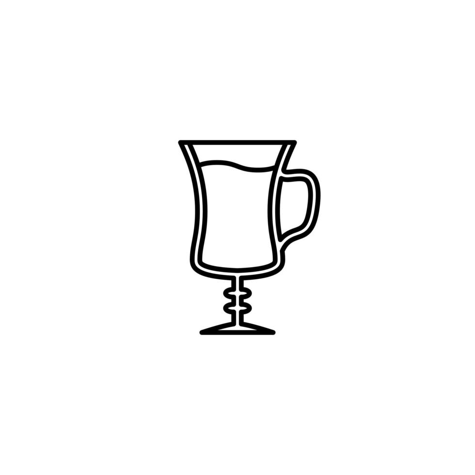 irish coffee glass icon with full filled with water on white background. simple, line, silhouette and clean style. black and white. suitable for symbol, sign, icon or logo vector