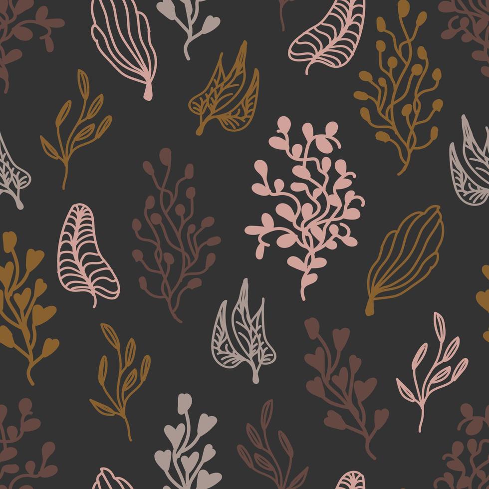 Seamless  dark beige pattern with bouquets drawn in a flat style for gift wrapping vector