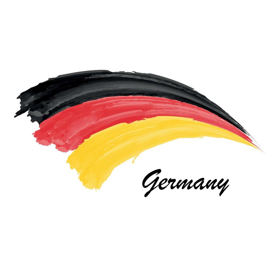 Watercolor painting flag of Germany. Brush stroke illustration vector