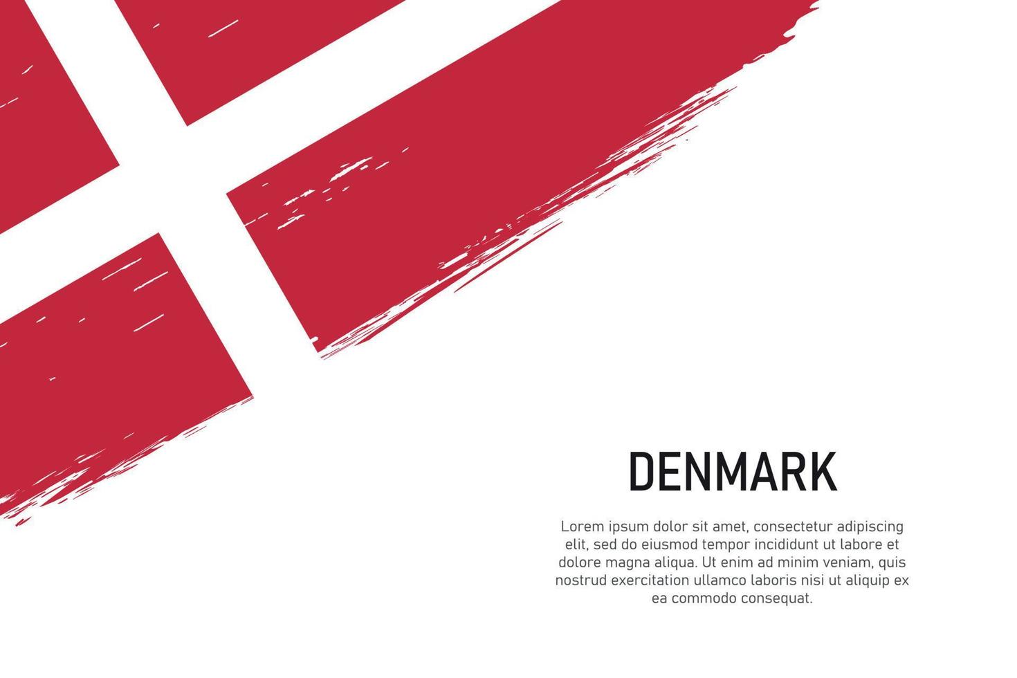 Fondo de trazo de pincel de estilo grunge con bandera de Dinamarca vector