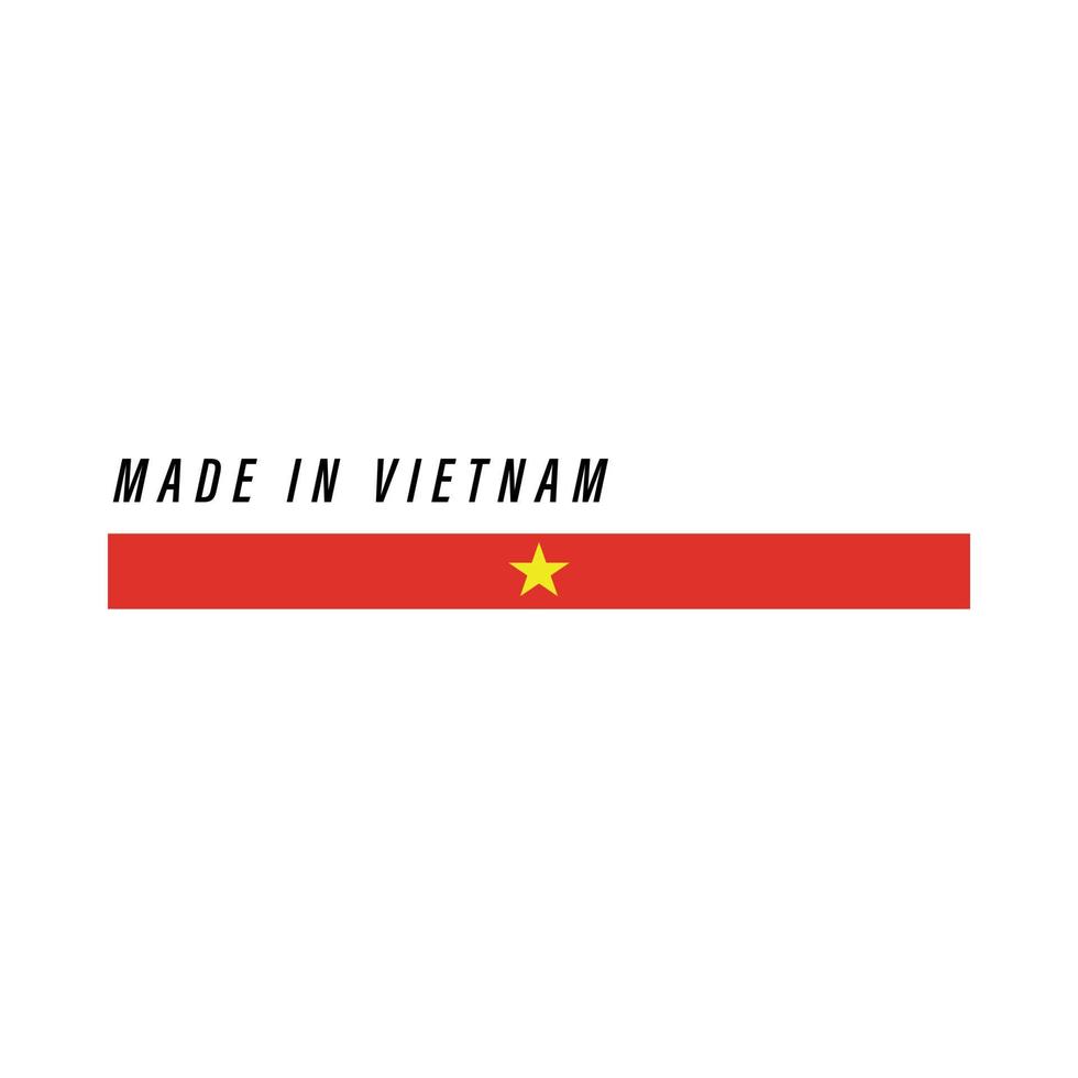 hecho en vietnam, placa o etiqueta con bandera aislada vector