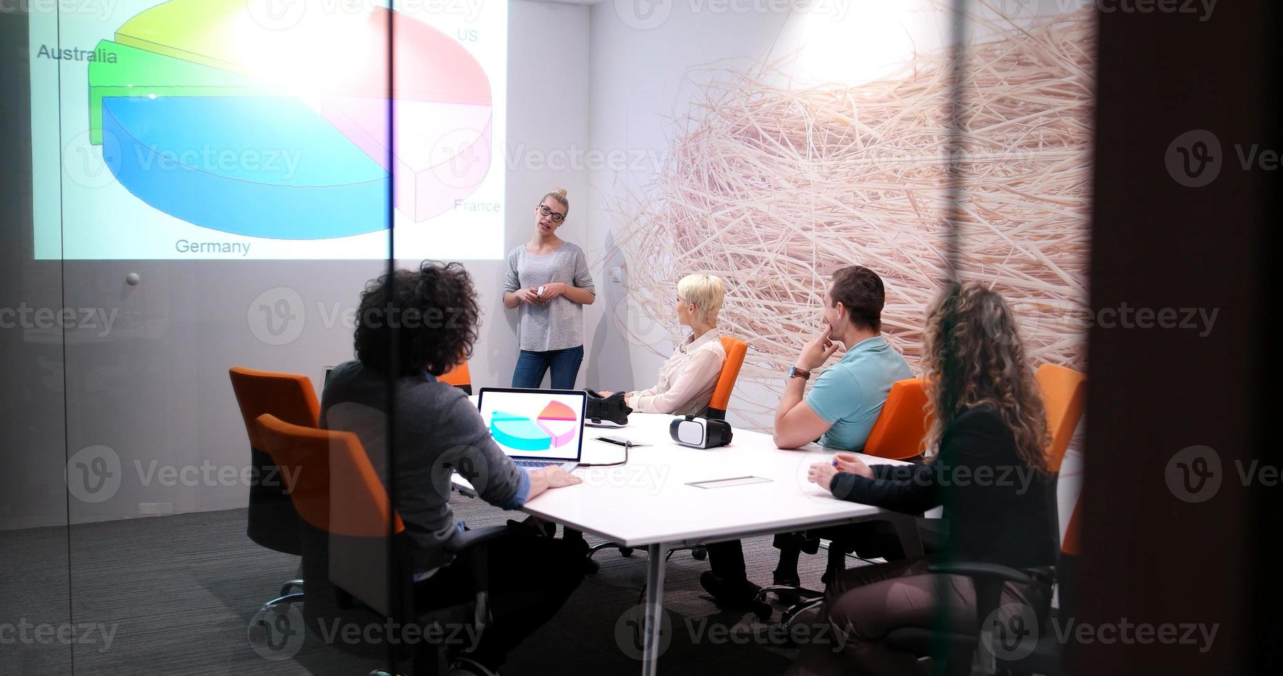 Startup Business Team At A Meeting at modern office building photo