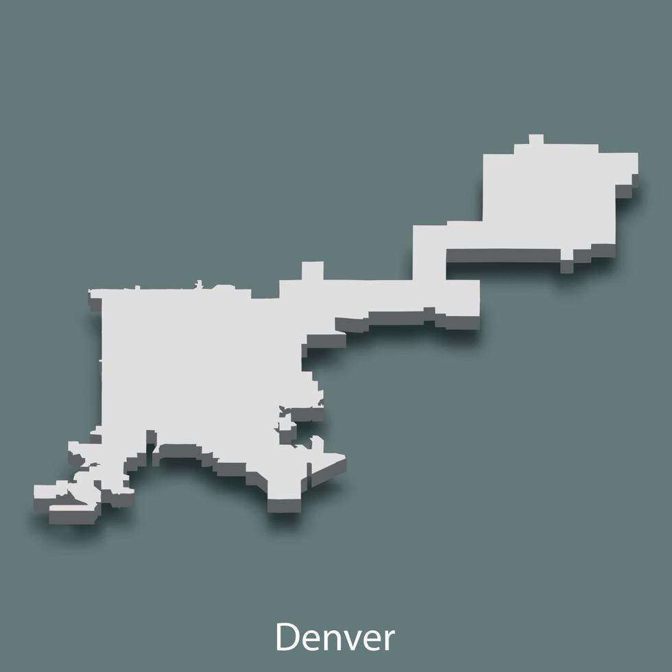 Mapa isométrico 3d de denver es una ciudad de estados unidos vector