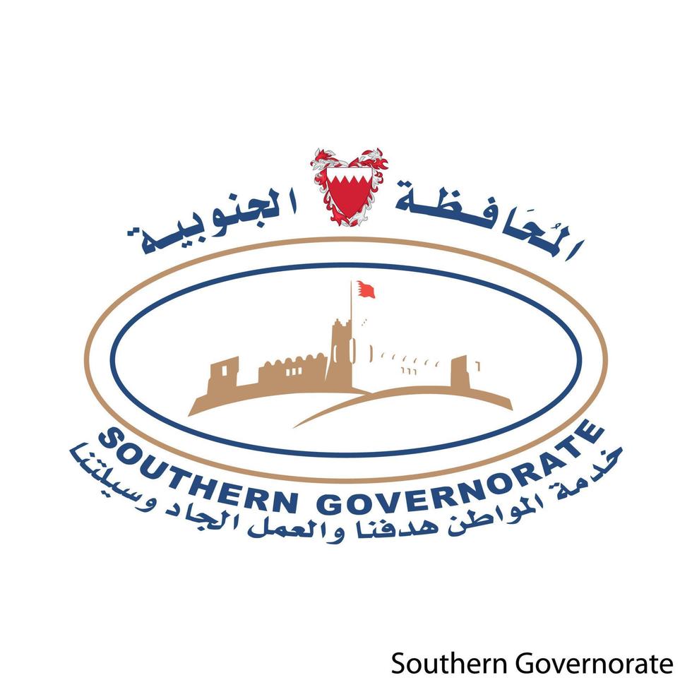 Coat of Arms of Southern Governorate is a Bahrain region. Vector