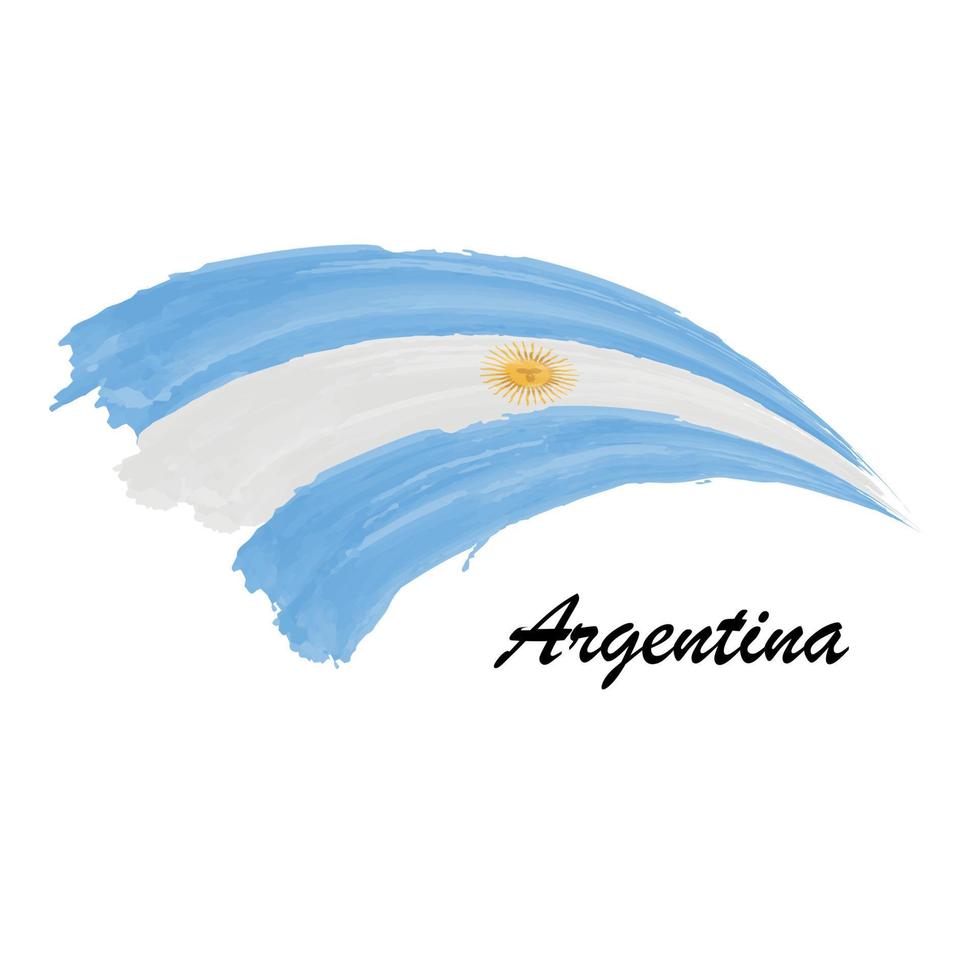 pintura acuarela bandera de argentina. ilustración de trazo de pincel vector