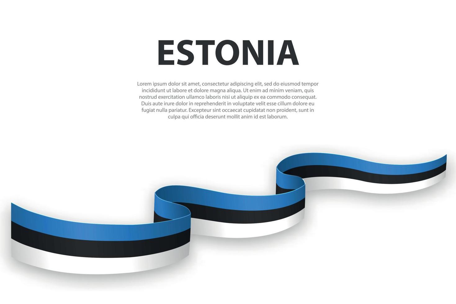 Waving ribbon or banner with flag of Estonia. vector