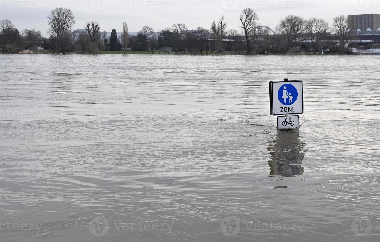 Extreme weather - Flooded pedestrian zone in Cologne, Germany photo