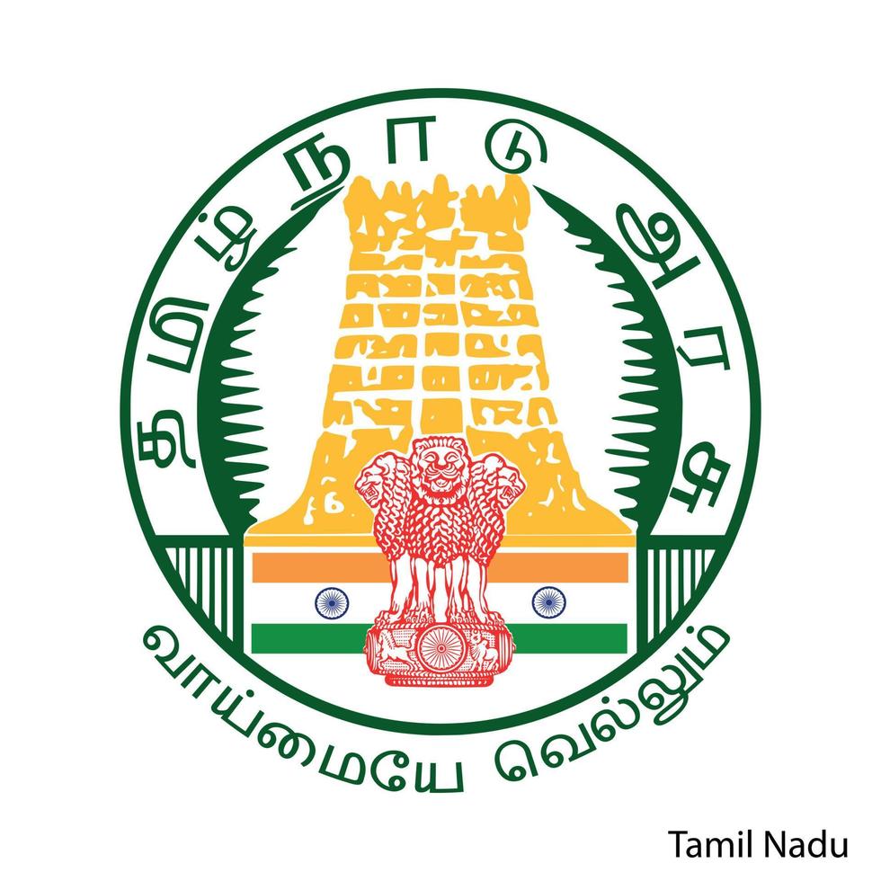 Coat of Arms of Tamil Nadu is a Indian region. Vector emblem 11305648  Vector Art at Vecteezy