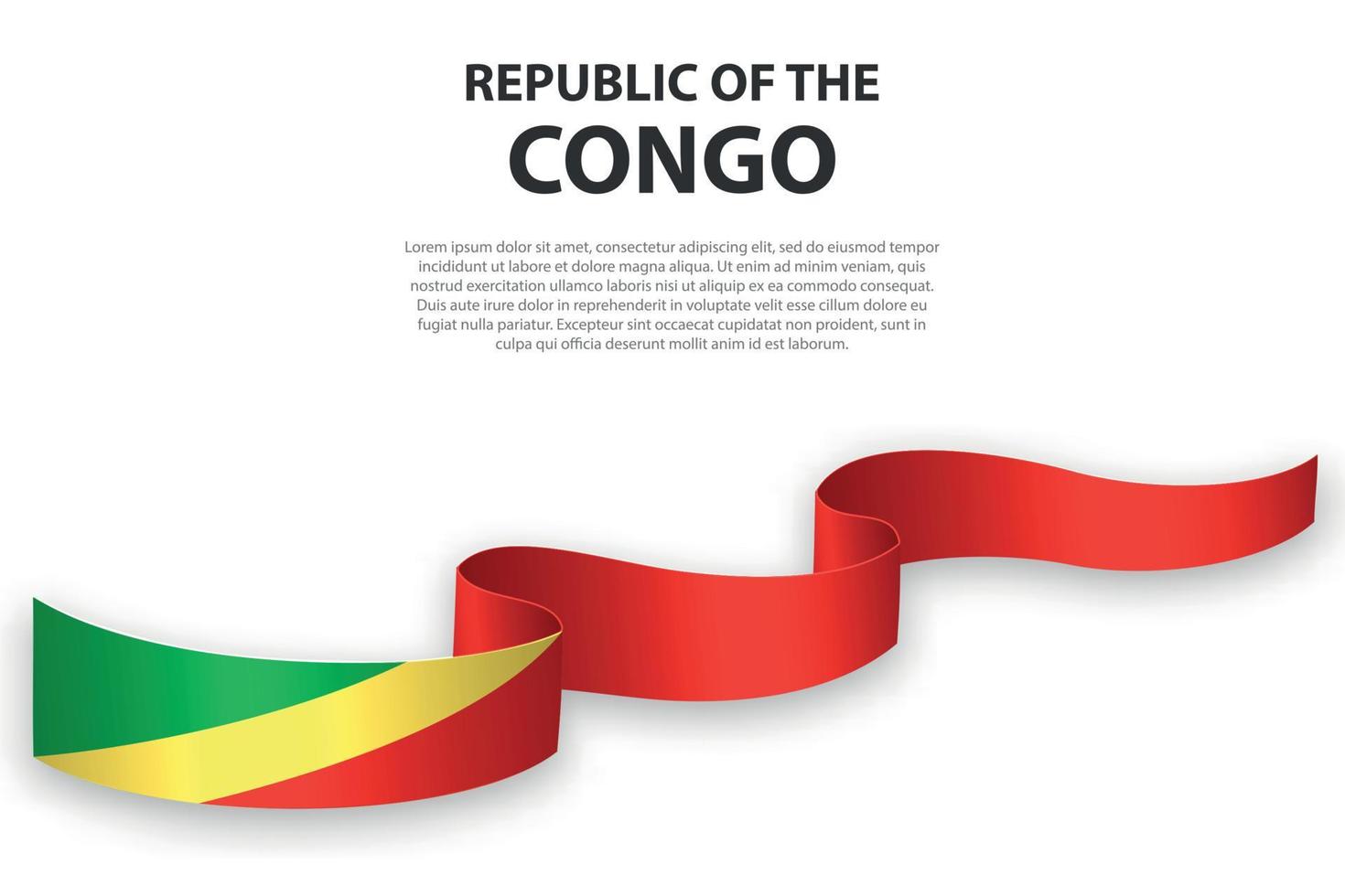 Waving ribbon or banner with flag of Republic Congo vector