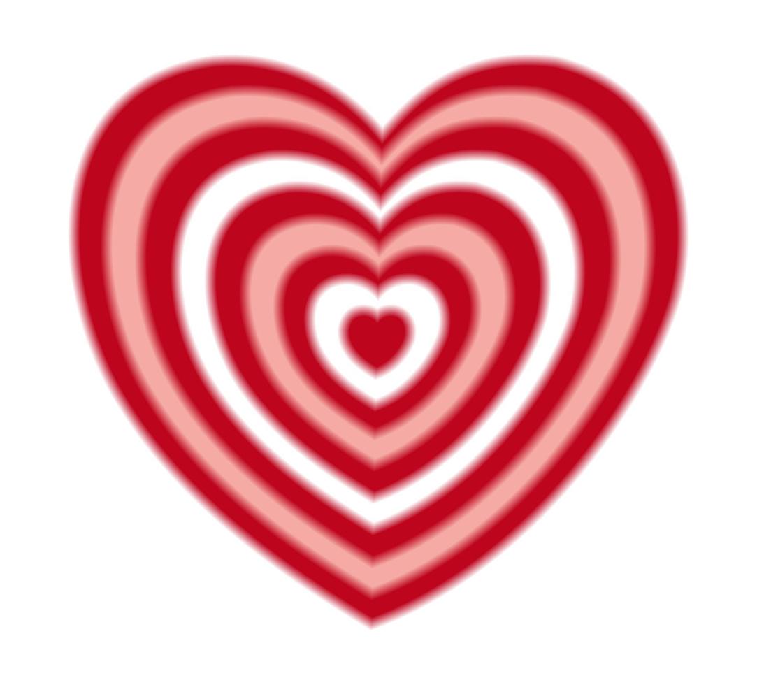 Vector decorative red-white striped heart isolated on white background.