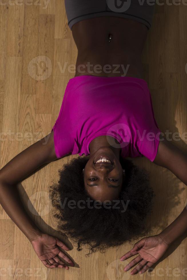 woman  relaxing after pilates workout photo