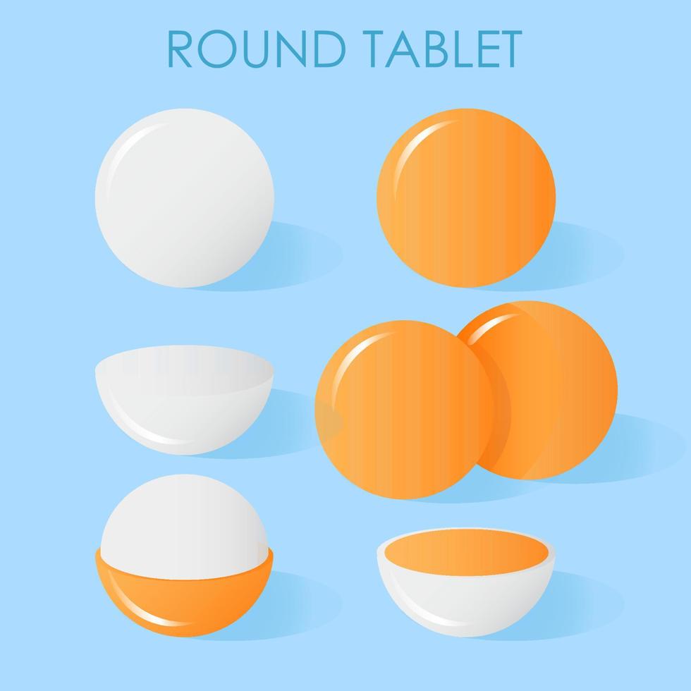 Set of round orange pill spheres vector