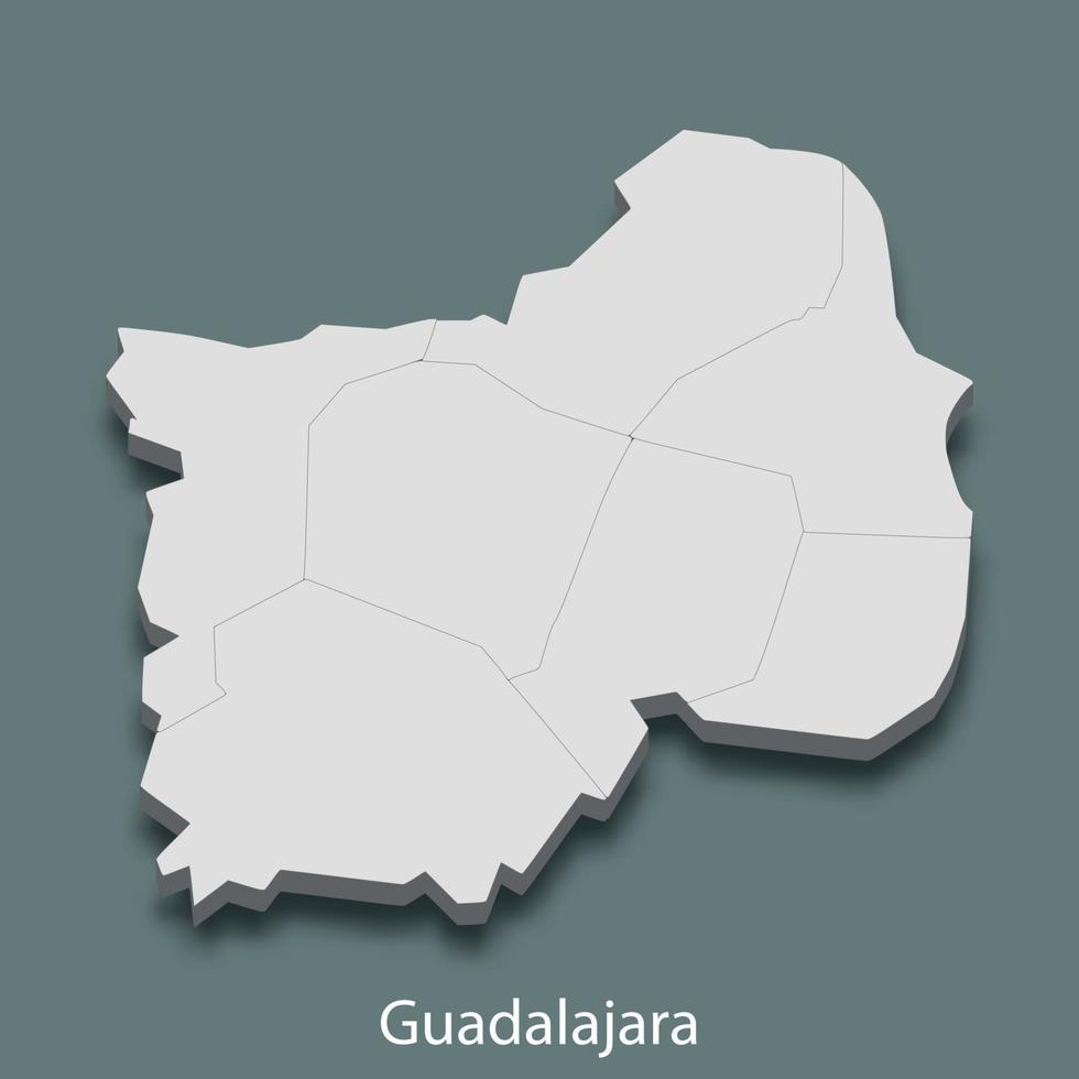 3d isometric map of Guadalajara is a city of Mexico vector