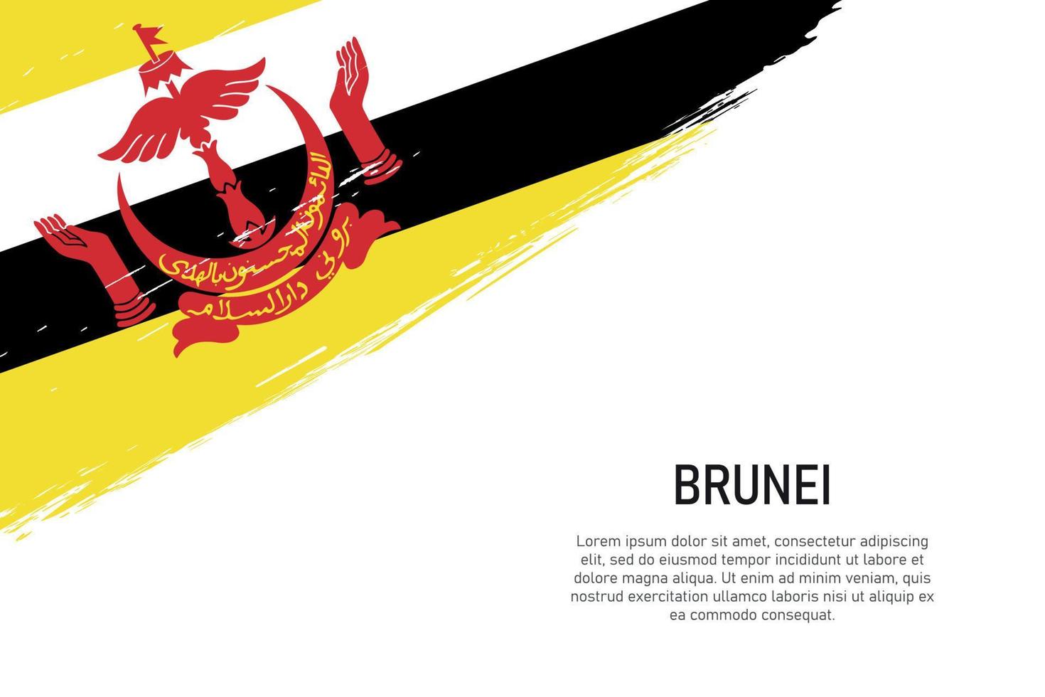 Fondo de trazo de pincel de estilo grunge con bandera de Brunéi vector