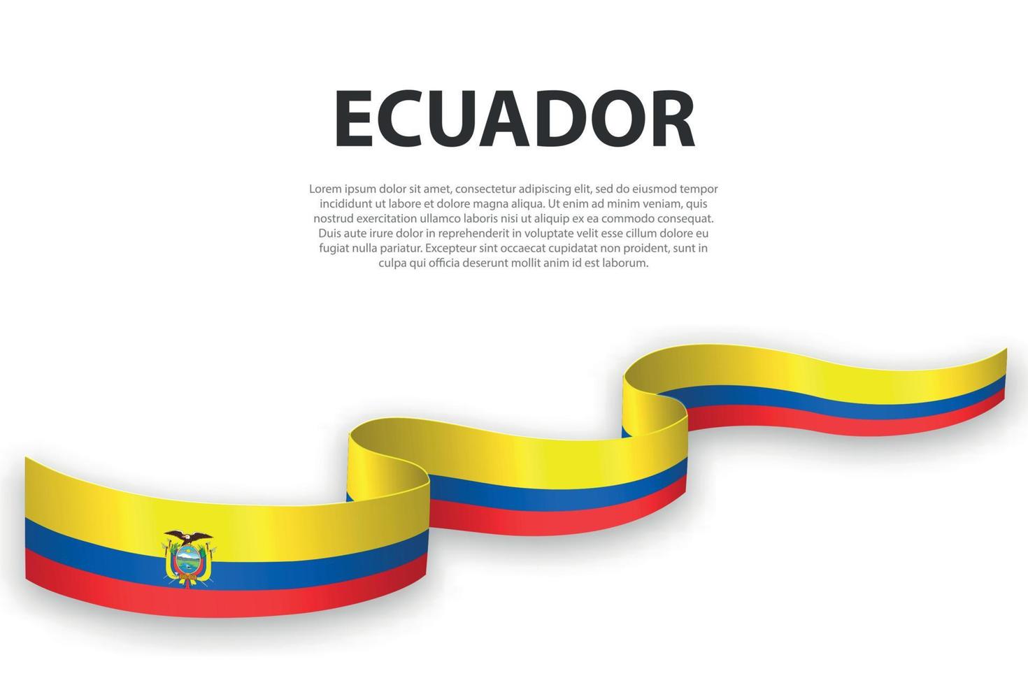 Waving ribbon or banner with flag of Ecuador vector