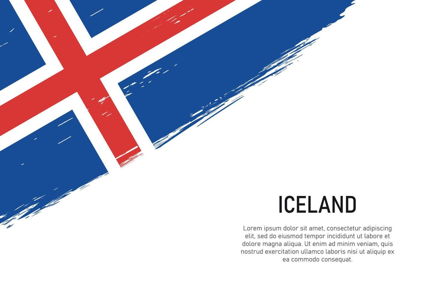 Grunge styled brush stroke background with flag of Iceland vector