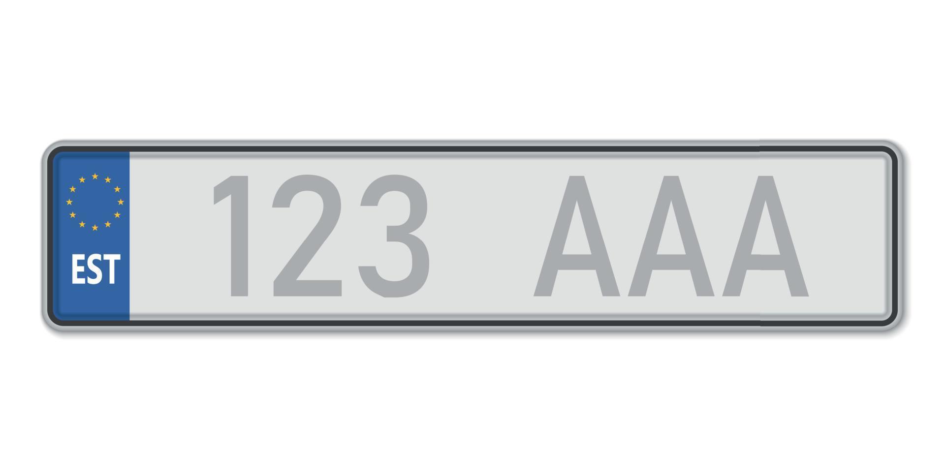 Car number plate. Vehicle registration license of Estonia vector
