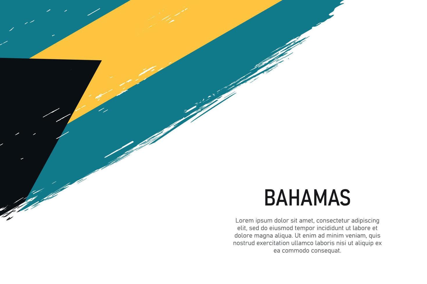 Grunge styled brush stroke background with flag of Bahamas vector