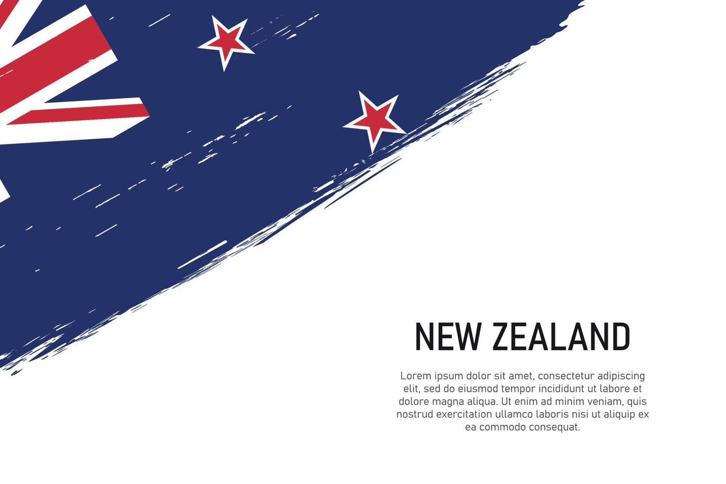 Grunge styled brush stroke background with flag of New Zealand vector