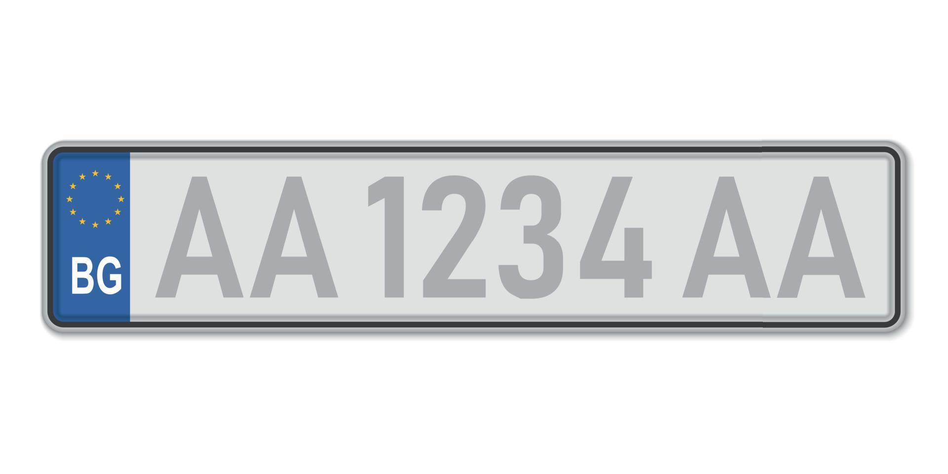 Car number plate. Vehicle registration license of Bulgaria vector