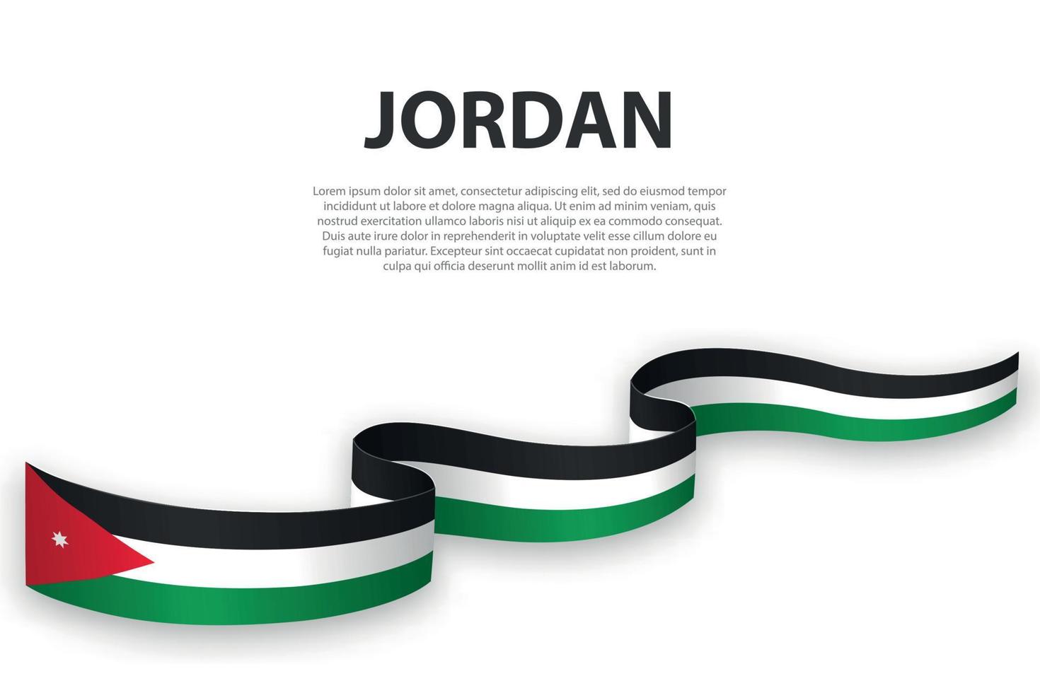 Waving ribbon or banner with flag of Jordan vector
